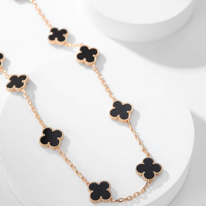 [Windsor Jewelry]CLOVERS THE 10-MOTIFS ONYX NECKLACE