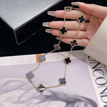 [Windsor Jewelry]CLOVERS THE 10-MOTIFS ONYX NECKLACE