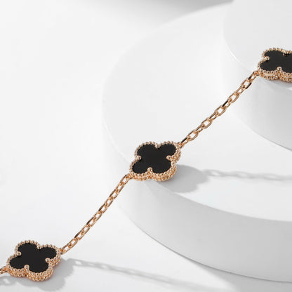 [Windsor Jewelry]CLOVERS THE 10-MOTIFS ONYX NECKLACE