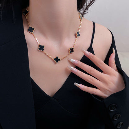[Windsor Jewelry]CLOVERS THE 10-MOTIFS ONYX NECKLACE
