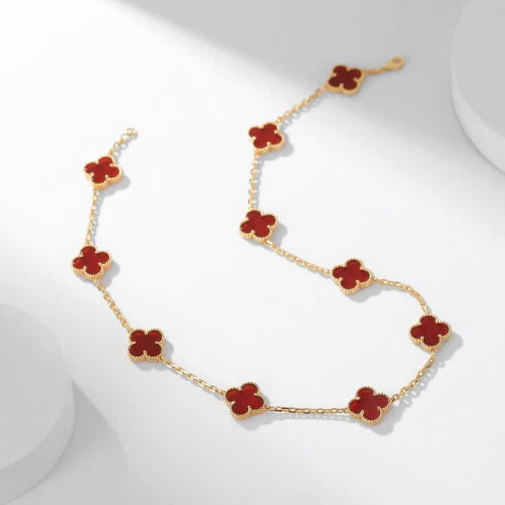 [Windsor Jewelry]CLOVERS THE  10-MOTIFS CARNELIAN NECKLACE
