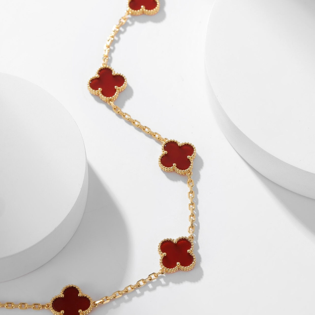 [Windsor Jewelry]CLOVERS THE  10-MOTIFS CARNELIAN NECKLACE