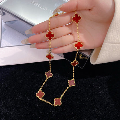 [Windsor Jewelry]CLOVERS THE  10-MOTIFS CARNELIAN NECKLACE