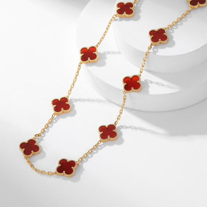 [Windsor Jewelry]CLOVERS THE  10-MOTIFS CARNELIAN NECKLACE