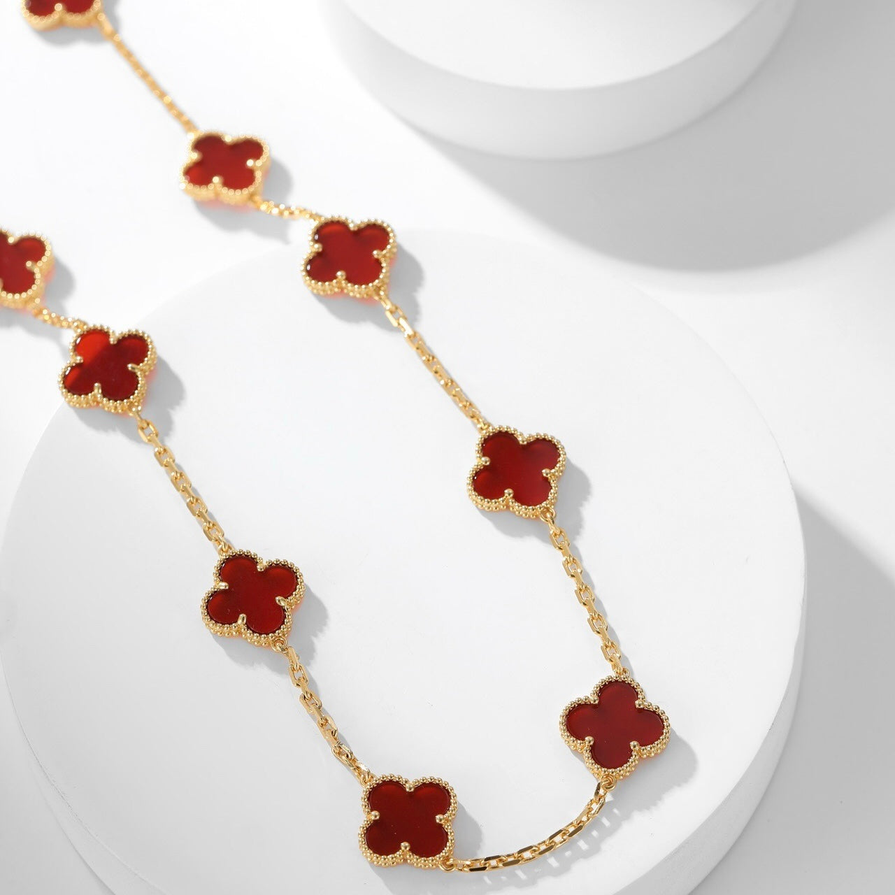 [Windsor Jewelry]CLOVERS THE  10-MOTIFS CARNELIAN NECKLACE