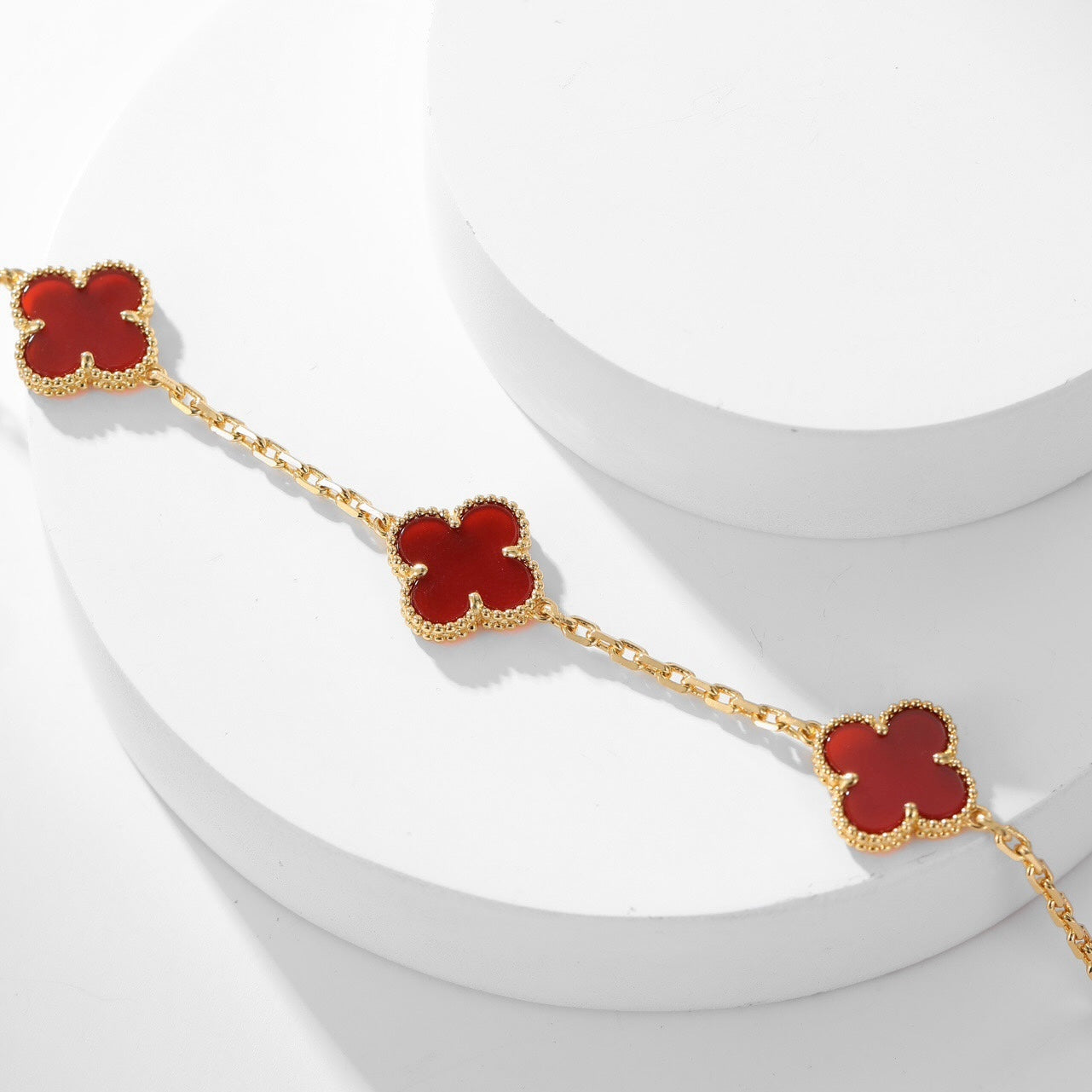 [Windsor Jewelry]CLOVERS THE  10-MOTIFS CARNELIAN NECKLACE