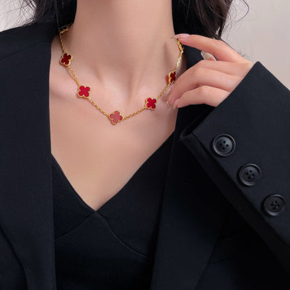 [Windsor Jewelry]CLOVERS THE  10-MOTIFS CARNELIAN NECKLACE