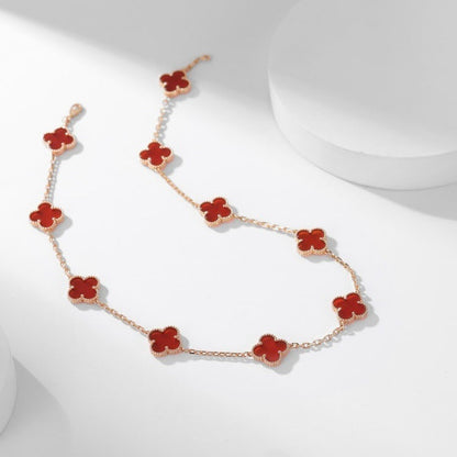 [Windsor Jewelry]CLOVERS THE  10-MOTIFS CARNELIAN NECKLACE