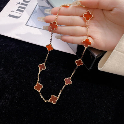 [Windsor Jewelry]CLOVERS THE  10-MOTIFS CARNELIAN NECKLACE