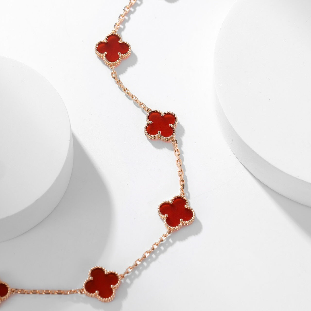 [Windsor Jewelry]CLOVERS THE  10-MOTIFS CARNELIAN NECKLACE