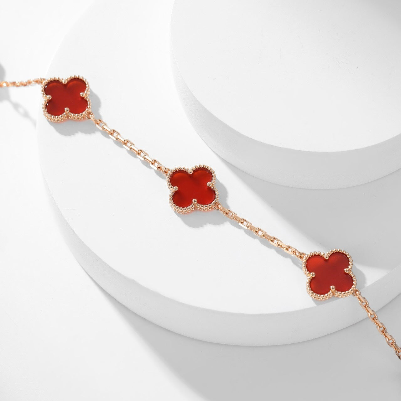 [Windsor Jewelry]CLOVERS THE  10-MOTIFS CARNELIAN NECKLACE