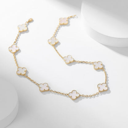 [Windsor Jewelry]CLOVERS THE 10-MOTIFS WHITE MOTHER OF PEARL NECKLACE