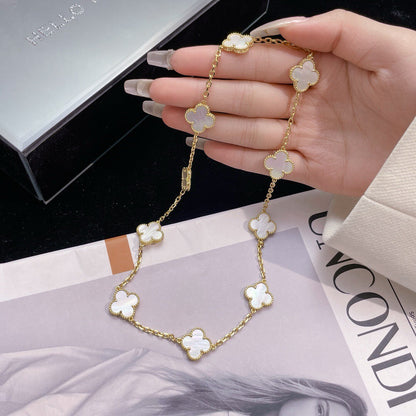[Windsor Jewelry]CLOVERS THE 10-MOTIFS WHITE MOTHER OF PEARL NECKLACE