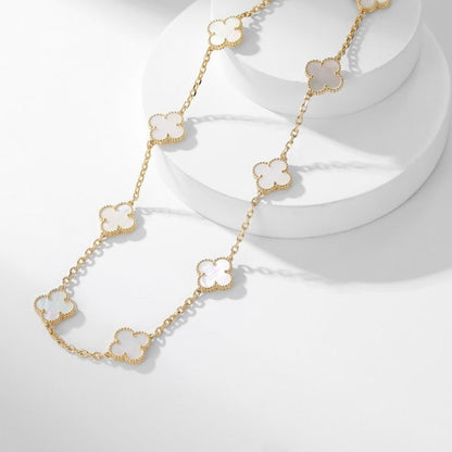 [Windsor Jewelry]CLOVERS THE 10-MOTIFS WHITE MOTHER OF PEARL NECKLACE
