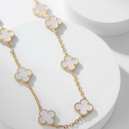 [Windsor Jewelry]CLOVERS THE 10-MOTIFS WHITE MOTHER OF PEARL NECKLACE