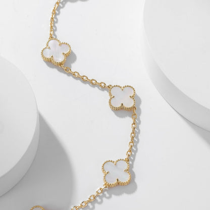 [Windsor Jewelry]CLOVERS THE 10-MOTIFS WHITE MOTHER OF PEARL NECKLACE