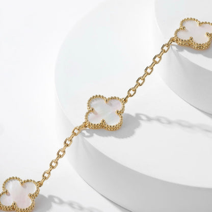[Windsor Jewelry]CLOVERS THE 10-MOTIFS WHITE MOTHER OF PEARL NECKLACE