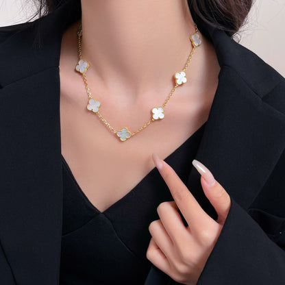 [Windsor Jewelry]CLOVERS THE 10-MOTIFS WHITE MOTHER OF PEARL NECKLACE