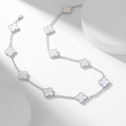 [Windsor Jewelry]CLOVERS THE 10-MOTIFS WHITE MOTHER OF PEARL NECKLACE