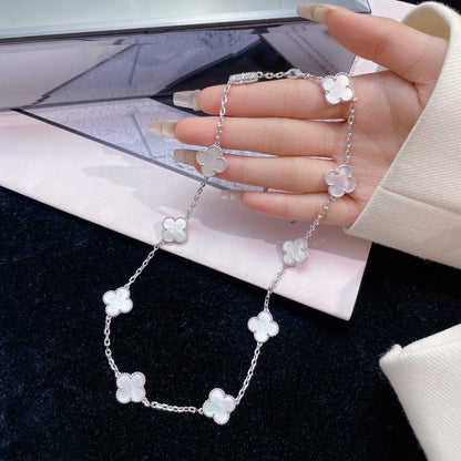 [Windsor Jewelry]CLOVERS THE 10-MOTIFS WHITE MOTHER OF PEARL NECKLACE