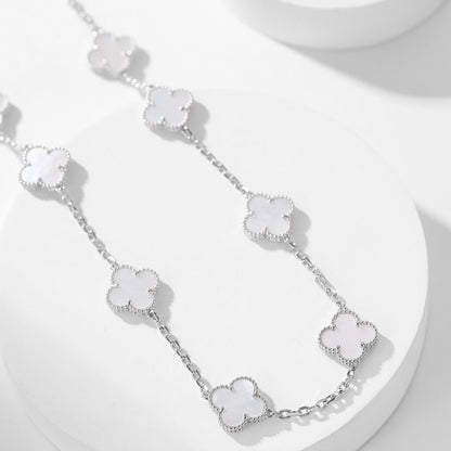 [Windsor Jewelry]CLOVERS THE 10-MOTIFS WHITE MOTHER OF PEARL NECKLACE