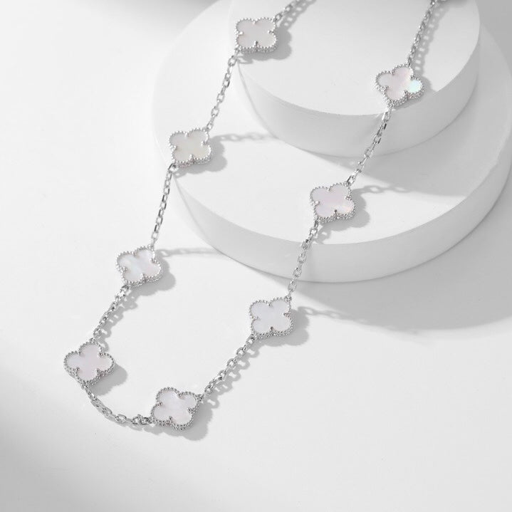 [Windsor Jewelry]CLOVERS THE 10-MOTIFS WHITE MOTHER OF PEARL NECKLACE