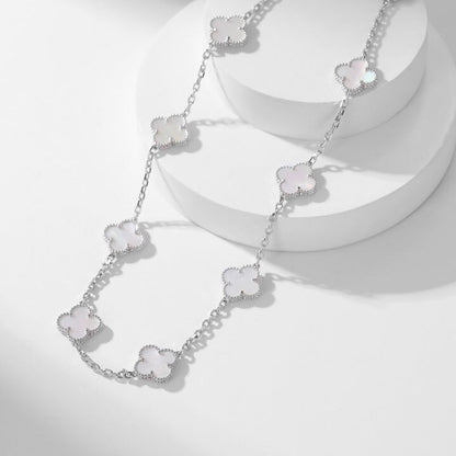[Windsor Jewelry]CLOVERS THE 10-MOTIFS WHITE MOTHER OF PEARL NECKLACE