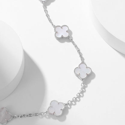 [Windsor Jewelry]CLOVERS THE 10-MOTIFS WHITE MOTHER OF PEARL NECKLACE
