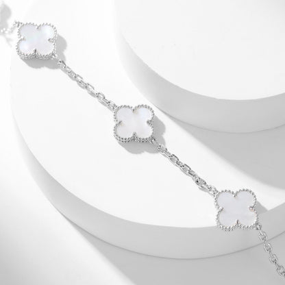[Windsor Jewelry]CLOVERS THE 10-MOTIFS WHITE MOTHER OF PEARL NECKLACE