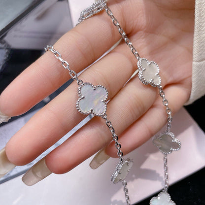 [Windsor Jewelry]CLOVERS THE 10-MOTIFS WHITE MOTHER OF PEARL NECKLACE