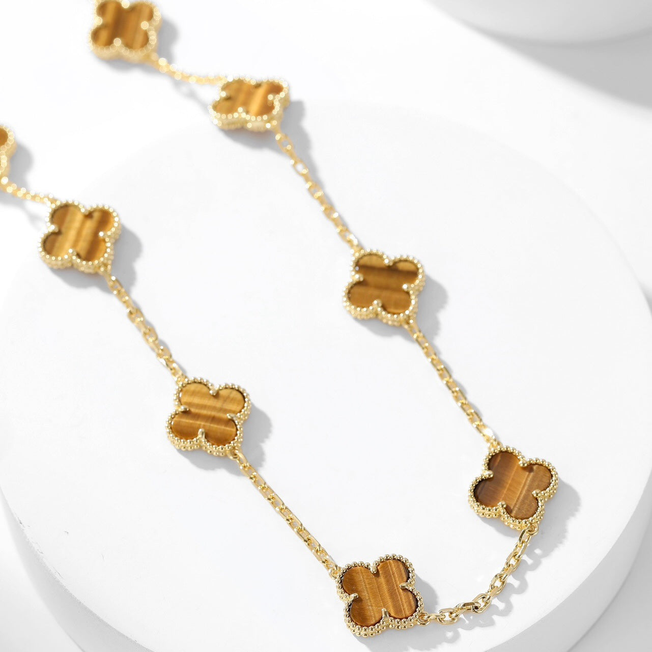 [Windsor Jewelry]CLOVERS THE 10-MOTIFS TIGER EYE NECKLACE
