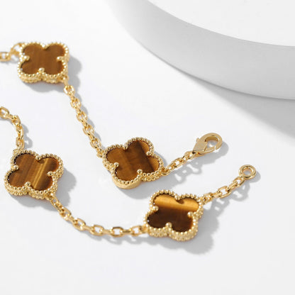 [Windsor Jewelry]CLOVERS THE 10-MOTIFS TIGER EYE NECKLACE
