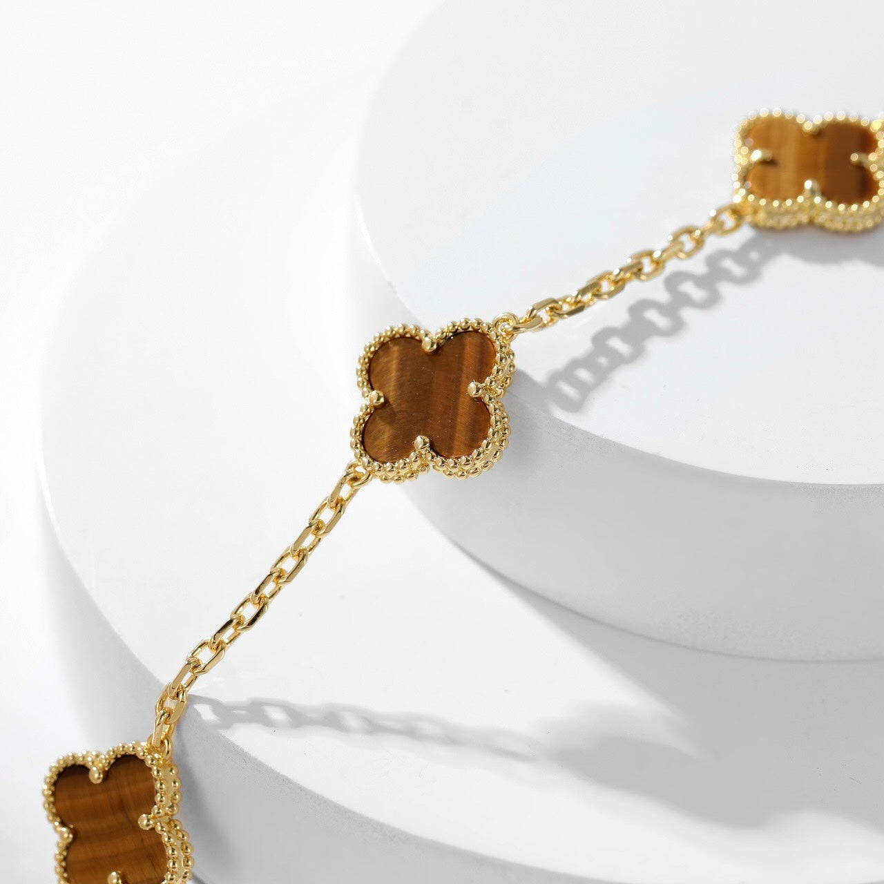 [Windsor Jewelry]CLOVERS THE 10-MOTIFS TIGER EYE NECKLACE