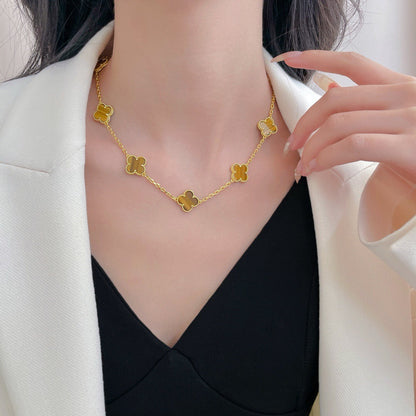 [Windsor Jewelry]CLOVERS THE 10-MOTIFS TIGER EYE NECKLACE