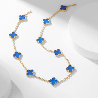[Windsor Jewelry]CLOVERS THE 10-MOTIFS BLUE AGATE NECKLACE
