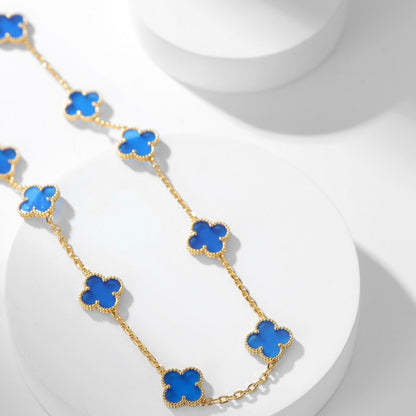 [Windsor Jewelry]CLOVERS THE 10-MOTIFS BLUE AGATE NECKLACE