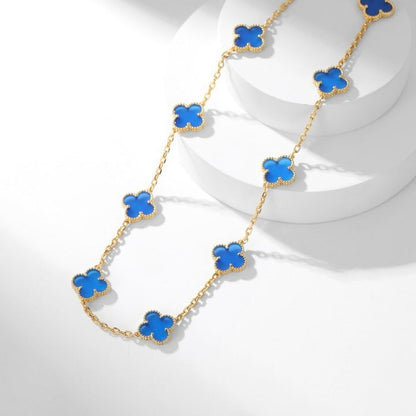 [Windsor Jewelry]CLOVERS THE 10-MOTIFS BLUE AGATE NECKLACE