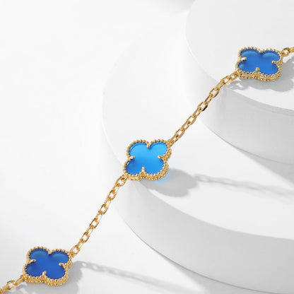 [Windsor Jewelry]CLOVERS THE 10-MOTIFS BLUE AGATE NECKLACE