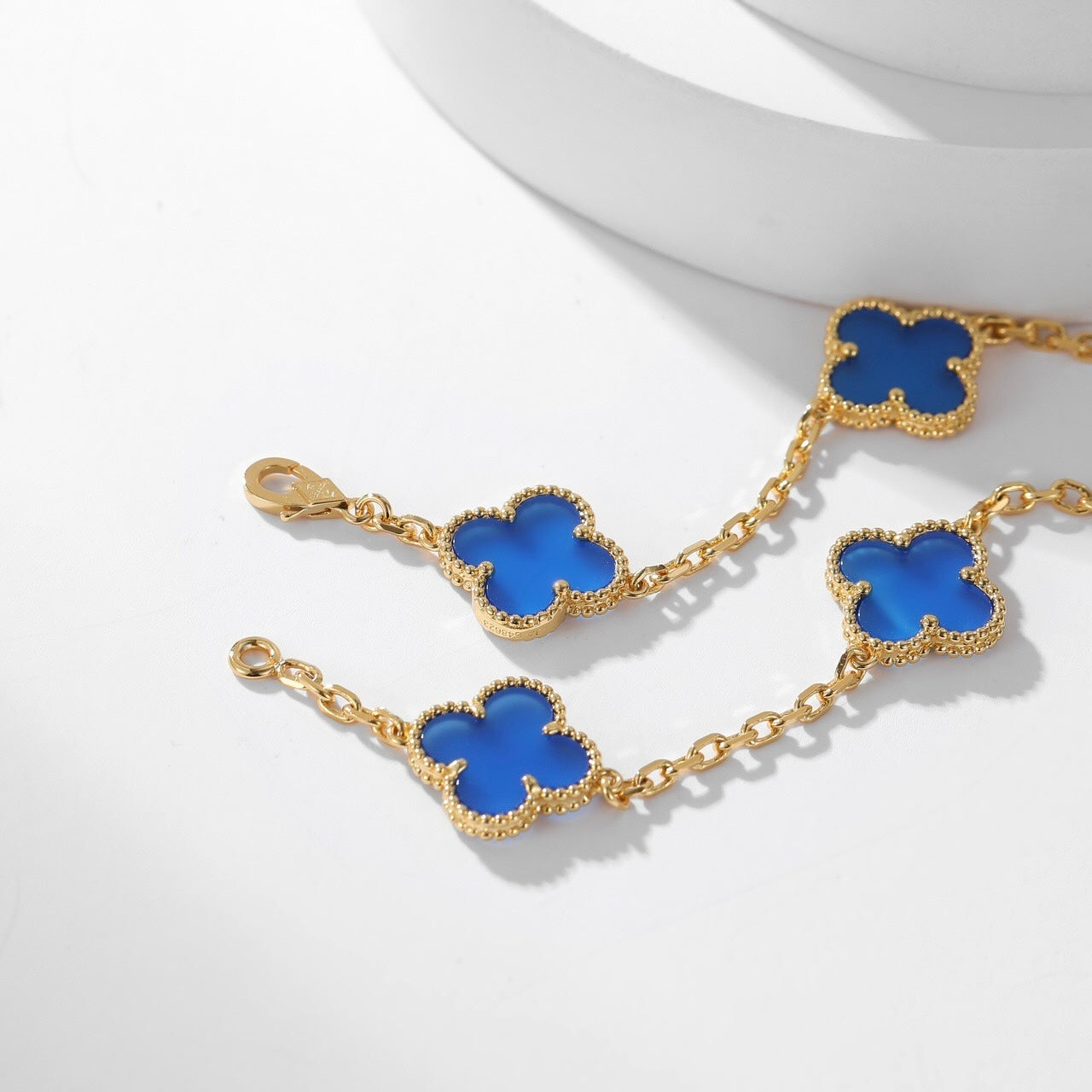 [Windsor Jewelry]CLOVERS THE 10-MOTIFS BLUE AGATE NECKLACE
