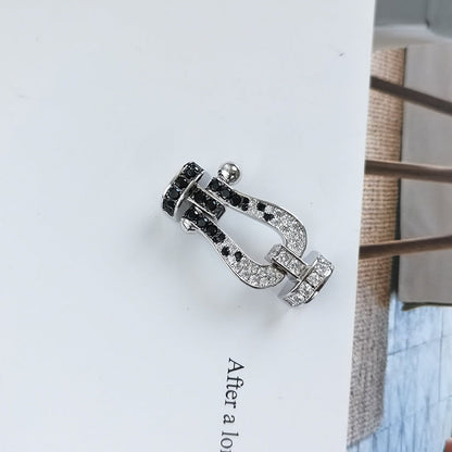 [Windsor Jewelry]FORCE LARGE HORSESHOE BLACK WHITE DIAMOND BRACELET SILVER