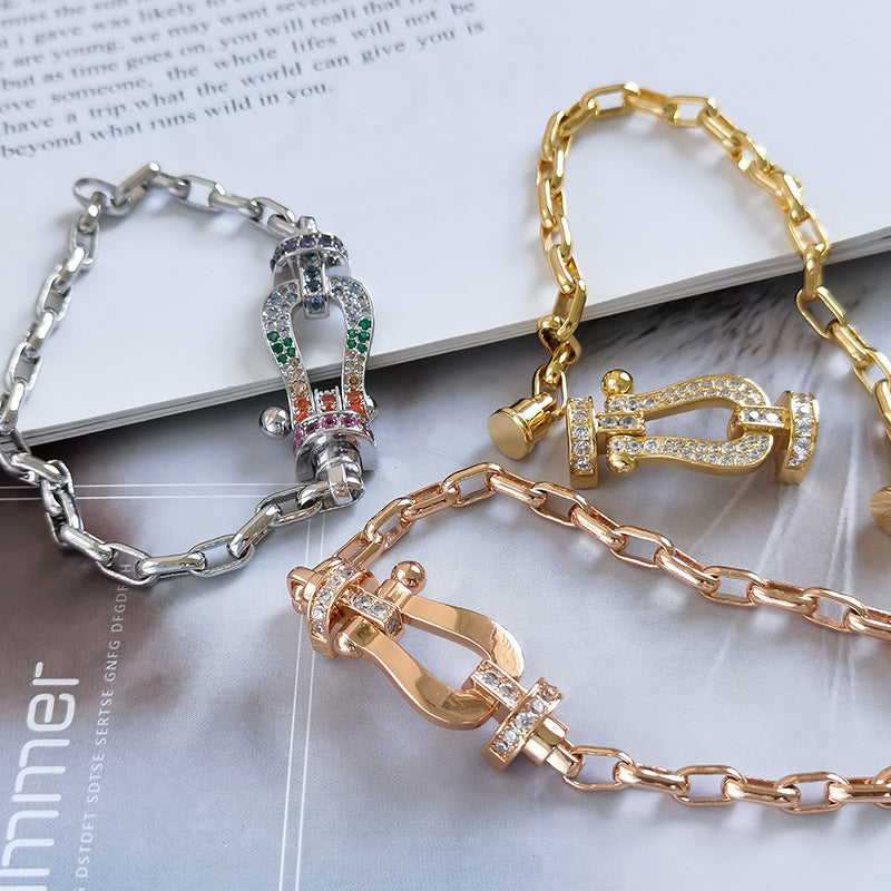 [Windsor Jewelry]FORCE LARGE HORSESHOE CLASP  METAL BRACELET