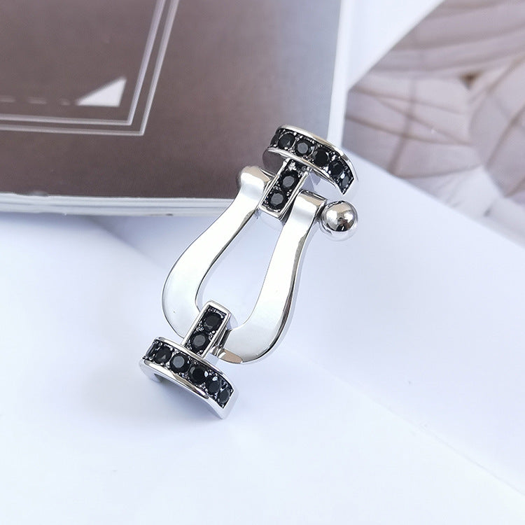 [Windsor Jewelry]FORCE LARGE HORSESHOE BLACK DIAMOND BRACELET SILVER