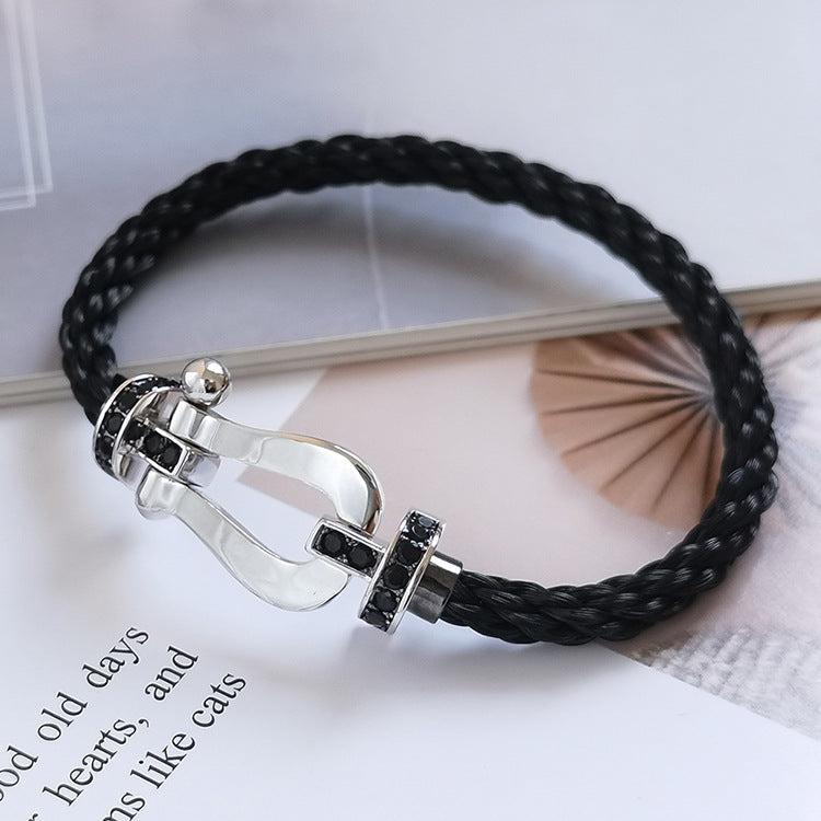 [Windsor Jewelry]FORCE LARGE HORSESHOE BLACK DIAMOND BRACELET SILVER