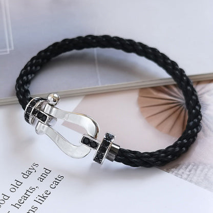 [Windsor Jewelry]FORCE LARGE HORSESHOE BLACK DIAMOND BRACELET SILVER