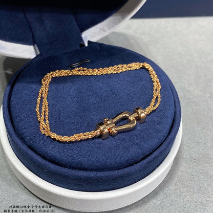 [Windsor Jewelry]FORCE SMALL HORSESHOE  DIAMOND CHAIN ROPE BRACELET