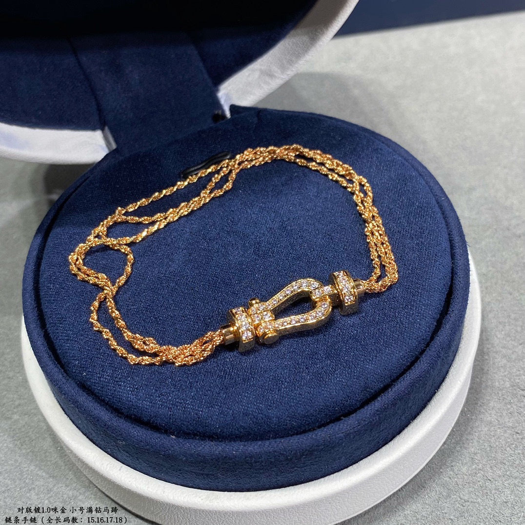 [Windsor Jewelry]FORCE SMALL HORSESHOE  DIAMOND CHAIN ROPE BRACELET