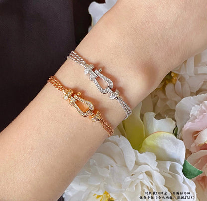 [Windsor Jewelry]FORCE SMALL HORSESHOE  DIAMOND CHAIN ROPE BRACELET