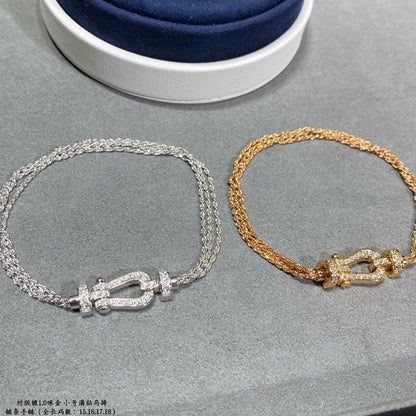 [Windsor Jewelry]FORCE SMALL HORSESHOE  DIAMOND CHAIN ROPE BRACELET