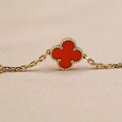 [Windsor Jewelry]CLOVER 5 MOTIFS RED AGATE  BRACELET