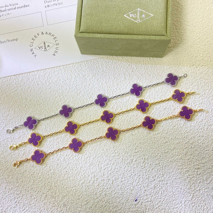 [Windsor Jewelry]CLOVER  5 MOTIFS  PURPLE VIOLET BRACELET